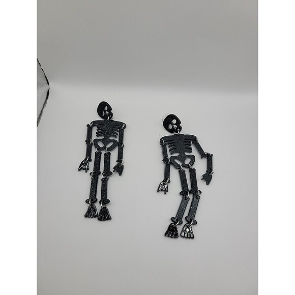 Vintage Earrings Pierced Stud Post Skeleton Articulated Halloween Jewelry - Picture 7 of 10